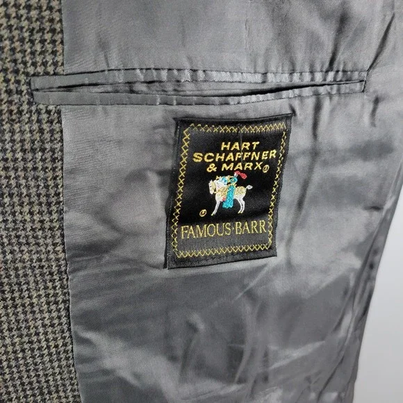 Hart Schaffner Marx Men's Sport‎ Coat Blazer Flannel Houndstooth Soft Wool 46L
